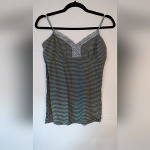 Faded Glory gray and green striped camisole